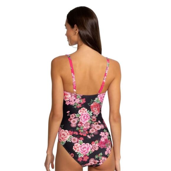 JOHNNY WAS PINK FLORAL RUCHED ONE PIECE. - RETAIL $198 - Picture 3 of 16